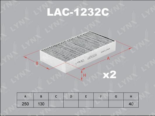 LYNXauto LAC-1232C - Фильтр салонный угольный (комплект 2 шт.) подходит для MB ML(W164) 05/GL 06/R(W251) 06 LAC-1232C autodif.ru
