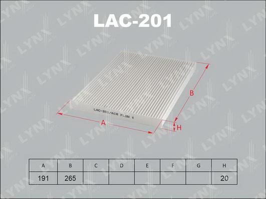 LYNXauto LAC-201 - фильтр салона!\ Nissan Qashqai/X-Trail 1.5DCi/2.0DCi/1.6/2.0i 07> autodif.ru