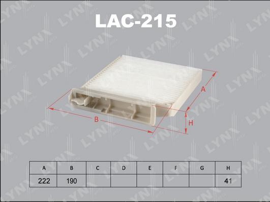 LYNXauto LAC-215 - Фильтр салонный подходит для NISSAN Micra 03/Note 06, RENAULT Clio 05/Twingo 03 LAC-215 autodif.ru