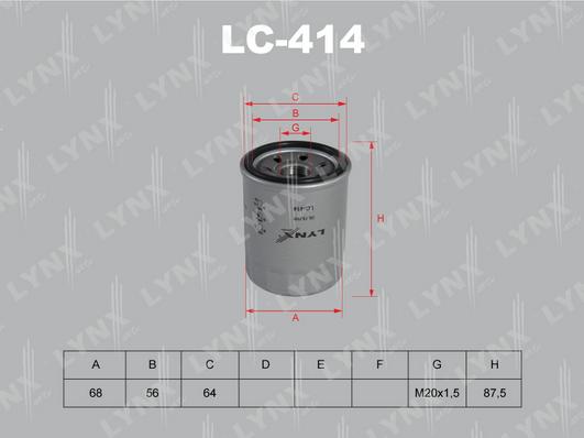 LYNXauto LC-414 - Масляный фильтр autodif.ru