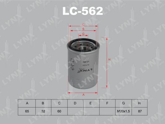 LYNXauto LC-562 - Масляный фильтр autodif.ru