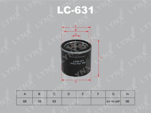 LYNXauto LC-631 - Фильтр масляный CHEVROLET Aveo 1.2-1.5 06> / Matiz 0.8-1.0 05> DAEWOO Matiz 0.8-1.0 98> DAIHATSU C autodif.ru