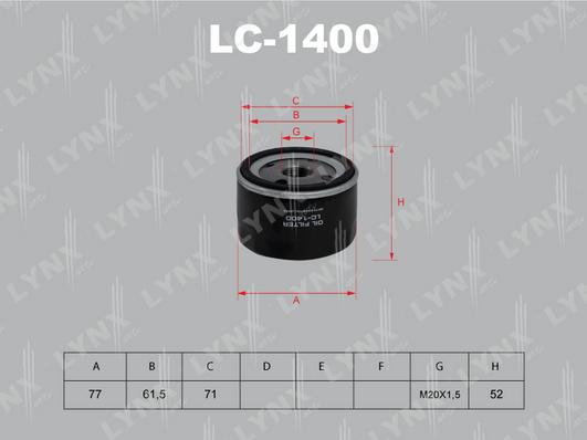 LYNXauto LC-1400 - Масляный фильтр autodif.ru
