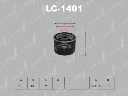 LYNXauto LC-1401 - Масляный фильтр autodif.ru