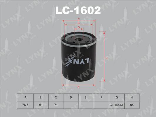 LYNXauto LC-1602 - Масляный фильтр autodif.ru