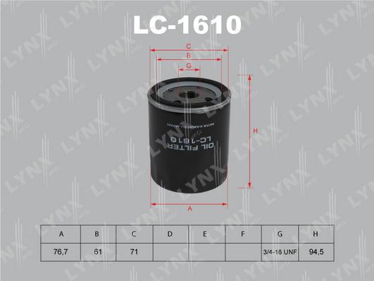 LYNXauto LC-1610 - Масляный фильтр autodif.ru