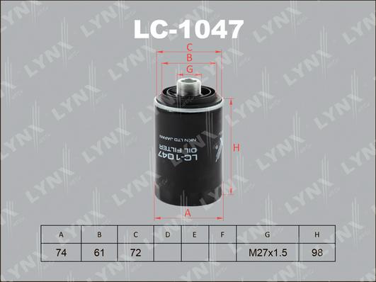 LYNXauto LC-1047 - Масляный фильтр autodif.ru