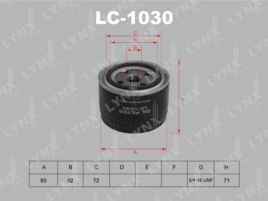 LYNXauto LC-1030 - Фильтр масляный подходит для LADA 2108-12/ Kalina/Priora/2105//CHEVROLET Niva LC-1030 autodif.ru