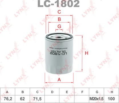 LYNXauto LC-1802 - Масляный фильтр autodif.ru