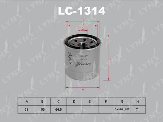 LYNXauto LC-1314 - Масляный фильтр autodif.ru