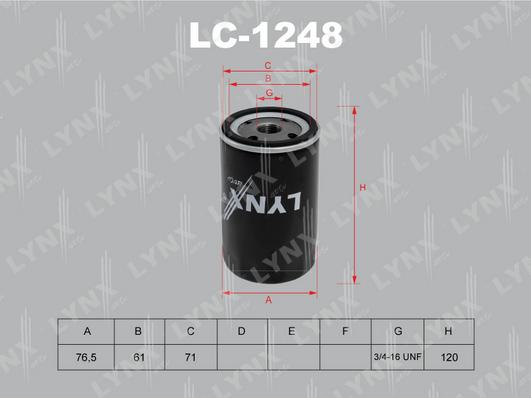 LYNXauto LC-1248 - Масляный фильтр autodif.ru