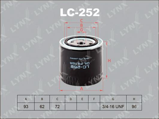LYNXauto LC-252 - Масляный фильтр autodif.ru