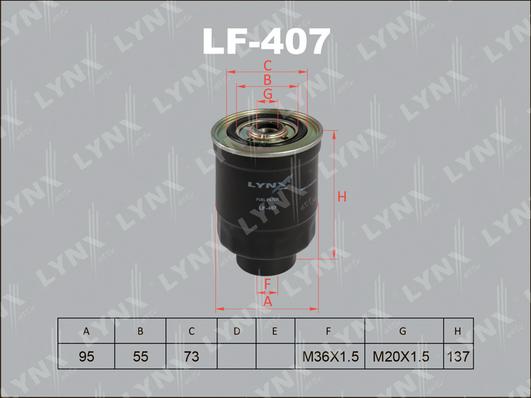 LYNXauto LF-407 - Топливный фильтр autodif.ru