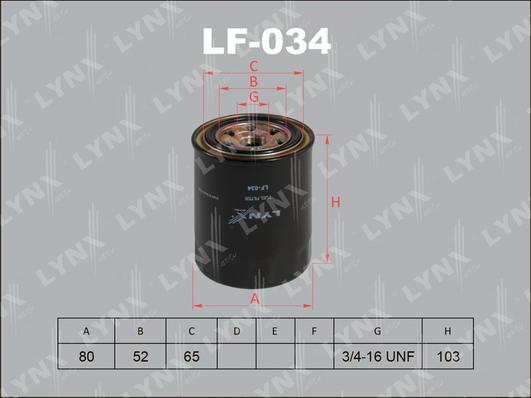 LYNXauto LF-034 - Топливный фильтр autodif.ru