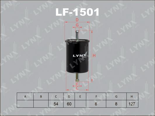 LYNXauto LF-1501 - Фильтр топливный AUDI RS6 02-05, CITROEN AX 1.0-1.4 >98/BX 1.1-1.9 LYNXauto LF-1501 autodif.ru