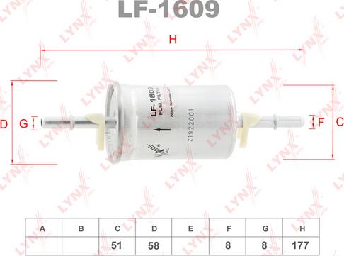 LYNXauto LF-1609 - Топливный фильтр autodif.ru