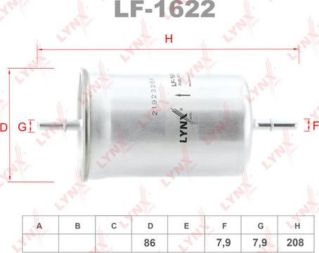 LYNXauto LF-1622 - Топливный фильтр autodif.ru