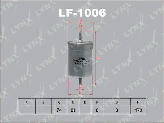 LYNXauto LF-1006 - Топливный фильтр autodif.ru