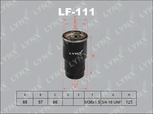 LYNXauto LF-111 - Топливный фильтр autodif.ru