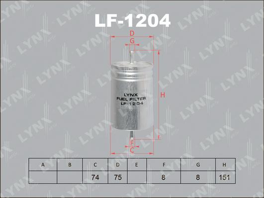 LYNXauto LF-1204 - Топливный фильтр autodif.ru