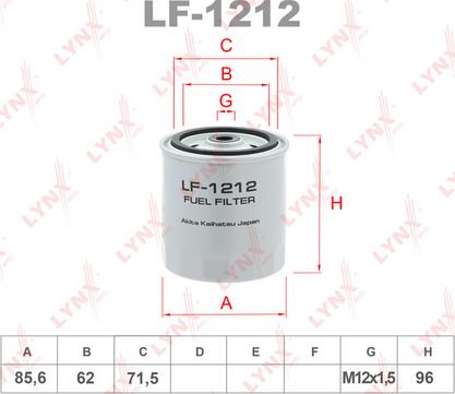 LYNXauto LF-1212 - Топливный фильтр autodif.ru