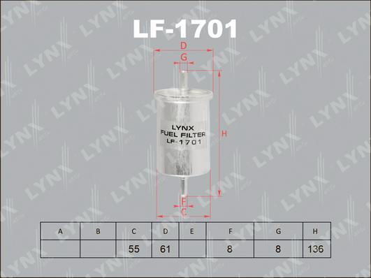 LYNXauto LF-1701 - Топливный фильтр autodif.ru