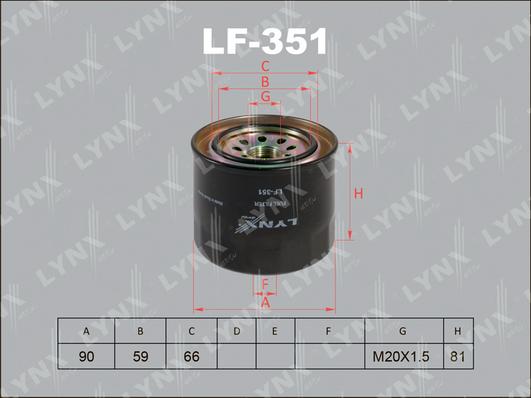 LYNXauto LF-351 - Топливный фильтр autodif.ru