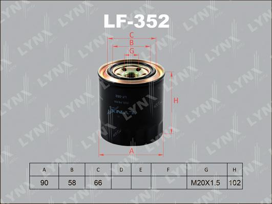 LYNXauto LF-352 - Топливный фильтр autodif.ru
