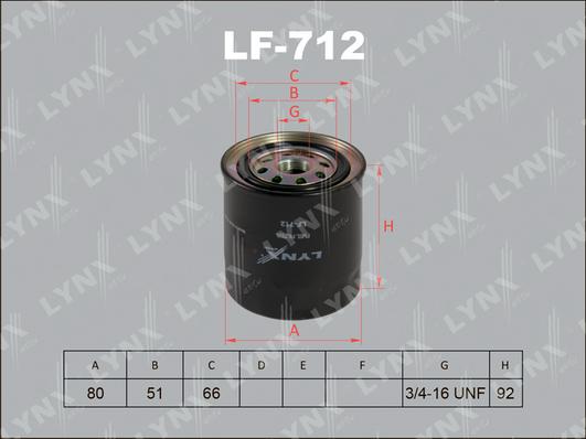 LYNXauto LF-712 - Топливный фильтр autodif.ru