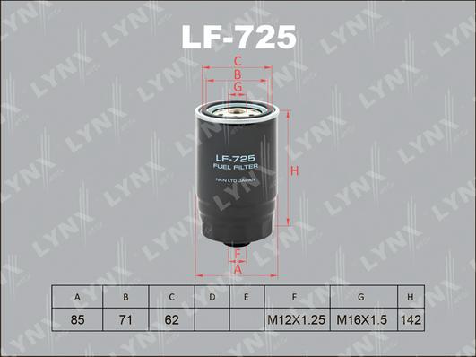 LYNXauto LF-725 - Топливный фильтр autodif.ru
