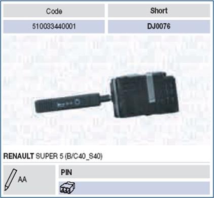 Magneti Marelli 510033440001 - Выключатель на рулевой колонке autodif.ru