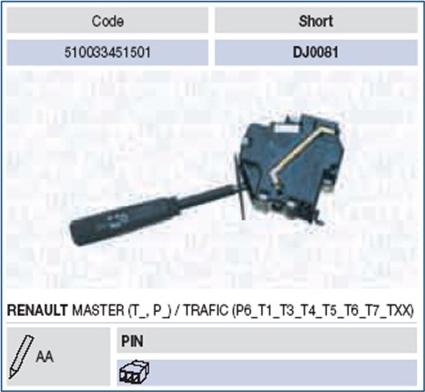 Magneti Marelli 510033451501 - Выключатель на рулевой колонке autodif.ru