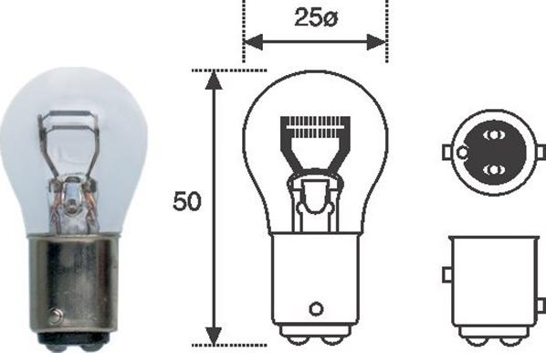 Magneti Marelli 008528100000 - Лампа накаливания P21W/5W 12V двухконтактная BAY15D autodif.ru