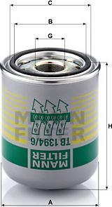 Mann-Filter TB 1394/6 x - Фильтр осушителя M41x1,5 DAF XF95/105 (высокий) оригинал для стандартного потребления воздуха autodif.ru