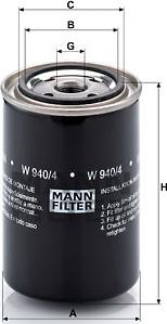 Mann-Filter W 940/4 - Автозапчасть/Фильтр масляный autodif.ru