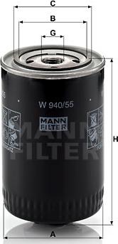 Mann-Filter W 940/55 - Масляный фильтр autodif.ru