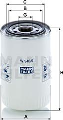 Mann-Filter W 940/51 - Фильтр, система рабочей гидравлики autodif.ru