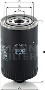 Mann-Filter W 940/5 - Масляный фильтр Гидрофильтр, рулевое управление Фильтр, Гидравлическая система autodif.ru