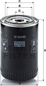 Mann-Filter W 940/69 - Масляный фильтр autodif.ru