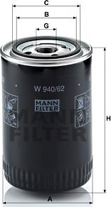 Mann-Filter W 940/62 - Масляный фильтр autodif.ru