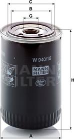 Mann-Filter W 940/18 - MANN-FILTER W94018 фильтр масляный!(ГЕРМАНИЯ)H154 D93 1-12 UNF\ Liebherr, Volvo Penta, Deutz Fahr autodif.ru