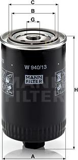 Mann-Filter W 940/13 - ФИЛЬТР МАСЛ AUDI 80/90/100/A4/A6/VW GOLF I-II/PASSAT B2/POLO/VENTO 1.3D-2.4D/2.5TDI 76-01 autodif.ru