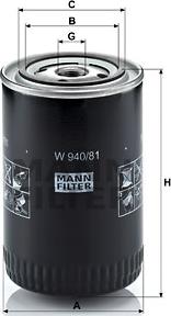 Mann-Filter W 940/81 - Фильтр масляный Toyota Land Cruiser 87-96, HiLux 82-87, HiAce 80-89 autodif.ru