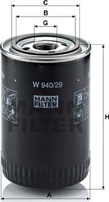 Mann-Filter W 940/29 - Фильтр масляный MANN W 940/29 (OP 657) PORSCHE 911, 911 (964), 959 autodif.ru