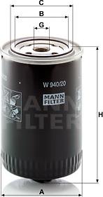 Mann-Filter W 940/20 - Масляный фильтр autodif.ru