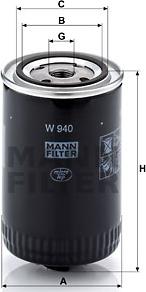 Mann-Filter W 940 - фильтр масляный! \ EICHER, HURTH MARINE TRANSMISSION, KOEDEL & BOEHM, LOSENHAUSEN autodif.ru