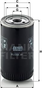 Mann-Filter W 950/18 - Масляный фильтр autodif.ru