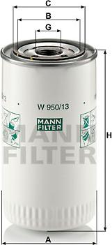 Mann-Filter W 950/13 - Масляный фильтр autodif.ru