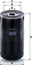 Mann-Filter W 950/17 - Масляный фильтр autodif.ru