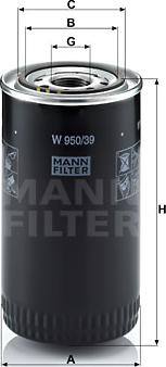 Mann-Filter W 950/39 - Масляный фильтр autodif.ru